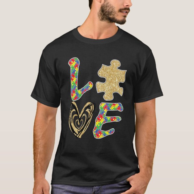 Autism Awareness 2023 Love and Cute Puzzle Piece D T Shirt (Framsida)