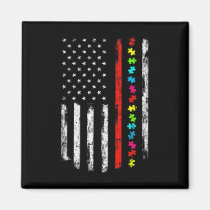 Autism Awareness 4:e juli Thin Red Line Firefighte Magnet
