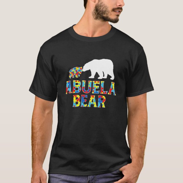 Autism Awareness Abuela Bear Puzzle Support Autist T Shirt (Framsida)