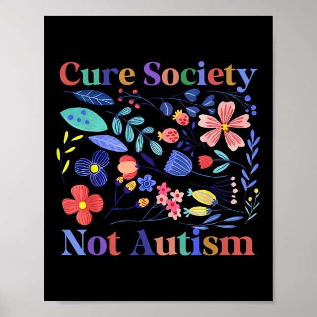 Autism Awareness Accepance Cure Society not Autis Poster (Framsidan)