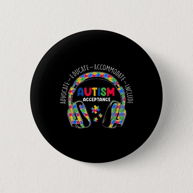 Autism Awareness Accepance Headphone Teacher Boy Knapp (Framsida)