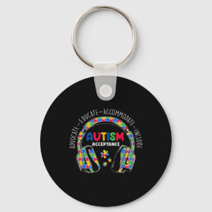 Autism Awareness Accepance Headphone Teacher Boy Nyckelring