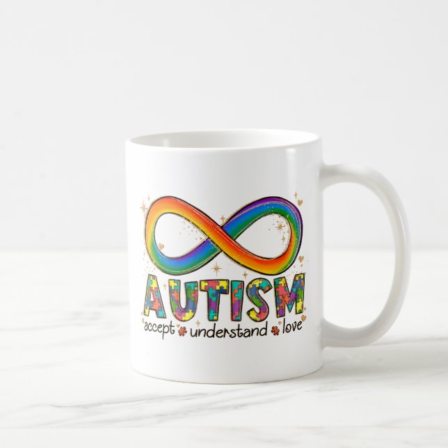 Autism Awareness Accept, Kärlek, Understand Kaffemugg (Höger)
