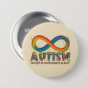 Autism Awareness Accept, Kärlek, Understand Knapp