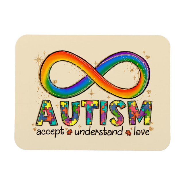 Autism Awareness Accept, Kärlek, Understand Magnet (Horisontell)