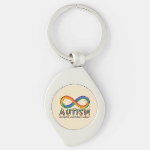 Autism Awareness Accept, Kärlek, Understand Swirl Silverfärgad Nyckelring