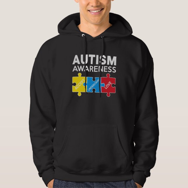 Autism Awareness Accept Support Love Puzzle Men Wo Hoodie (Framsida)