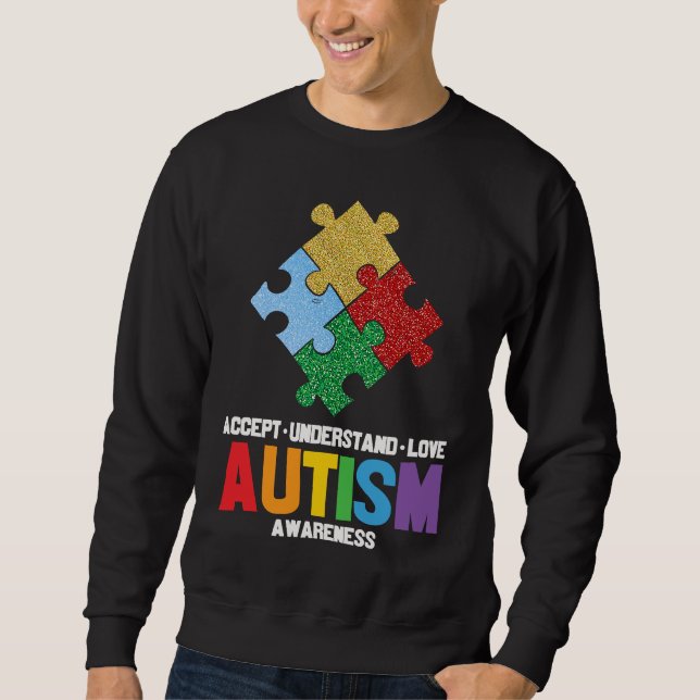 Autism Awareness Accept Understand Love Autism Awa Lång Ärmad Tröja (Framsida)