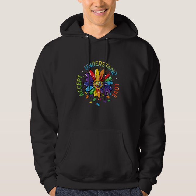 Autism Awareness Accept Understand Love Rainbow AS Hoodie (Framsida)
