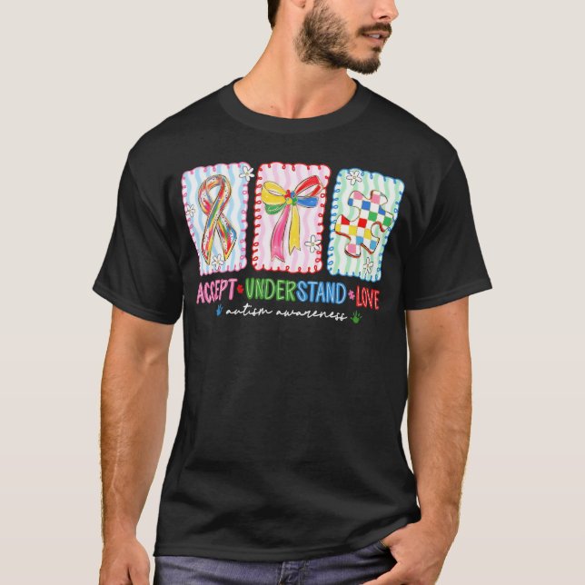 Autism Awareness Accept Understand Love Ribbon Puz T Shirt (Framsida)