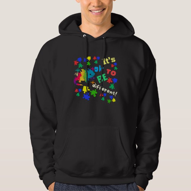 Autism Awareness Acceptance Axolotl Ok To Be Diffe Hoodie (Framsida)