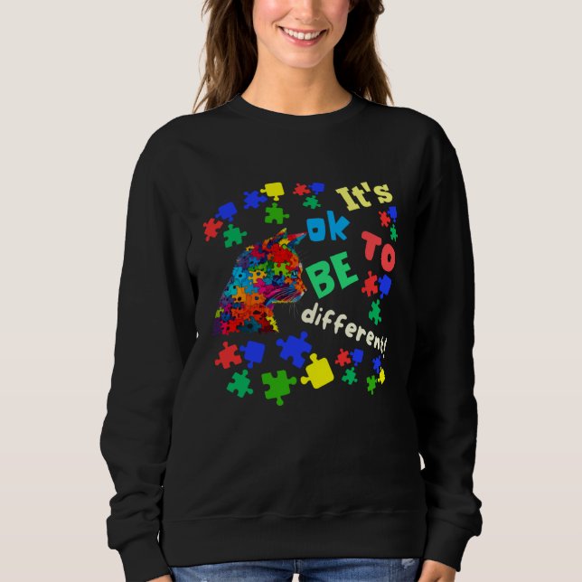 Autism Awareness Acceptance Cats Its Ok To Be Diff T Shirt (Framsida)