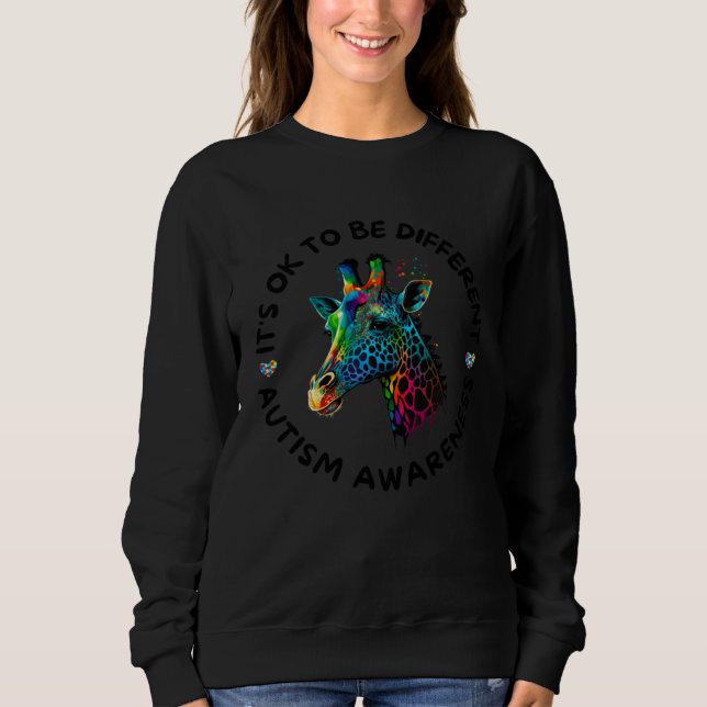 Autism Awareness Acceptance Giraffe Ok To Be Diffe T Shirt (Framsida)