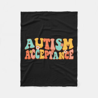 Autism Awareness Acceptance Groovy Retro Speciell  Fleecefilt