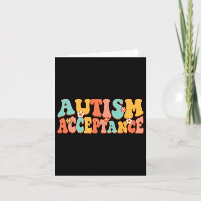 Autism Awareness Acceptance Groovy Retro Speciell  Kort (Framsida)