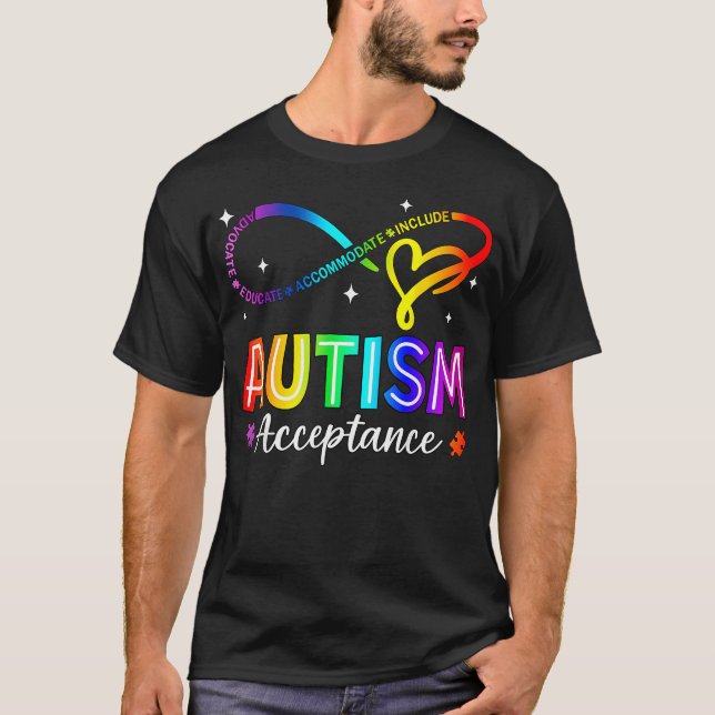 Autism Awareness Acceptance Infinity Symbol T Shirt (Framsida)