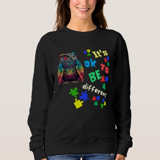 Autism Awareness Acceptance Owl Its Ok To Be Diffe T Shirt (Framsida)