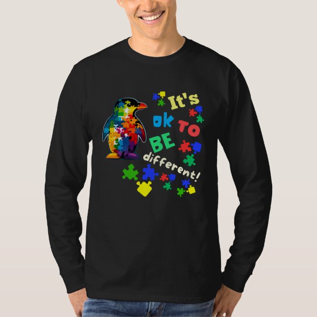Autism Awareness Acceptance Penguin Its Ok To Be D T Shirt (Framsida)