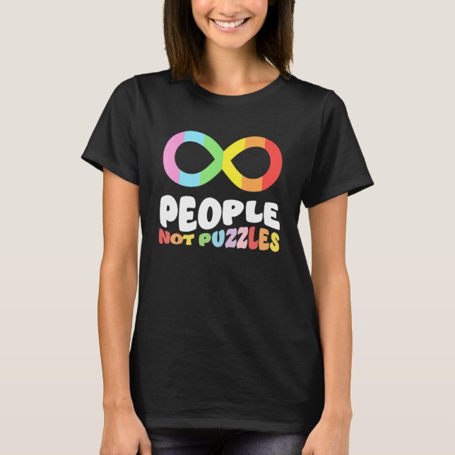 Autism Awareness Acceptance People Not Puzzles Wom T Shirt (Framsida)