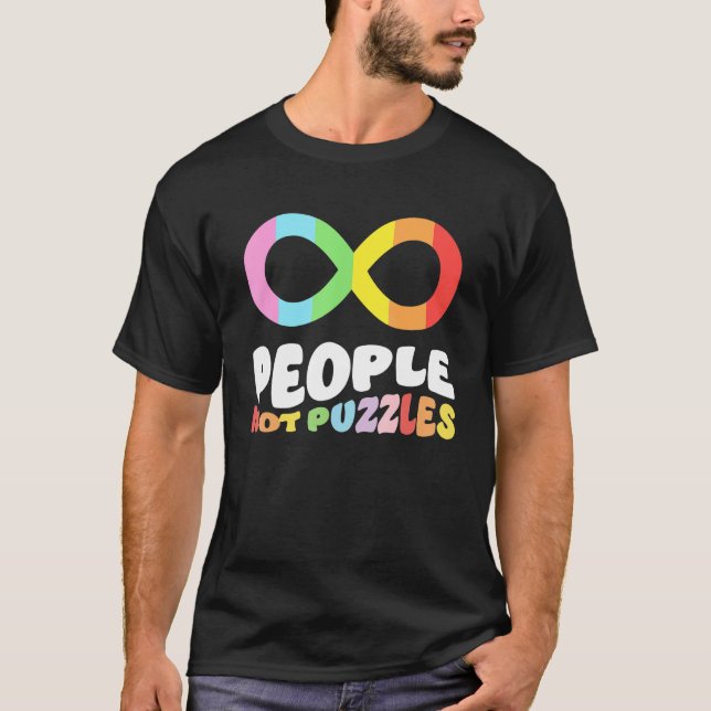 Autism Awareness Acceptance People Not Puzzles Wom T Shirt (Framsida)