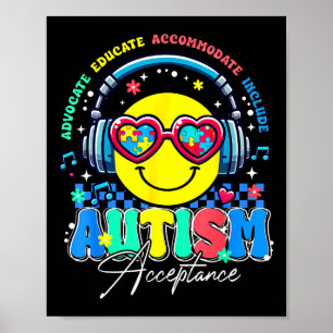 Autism Awareness Acceptance Smile Ansikte Sped Tea Poster