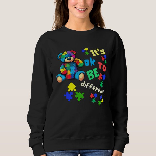 Autism Awareness Acceptance Teddy Bear Ok To Be Di T Shirt (Framsida)