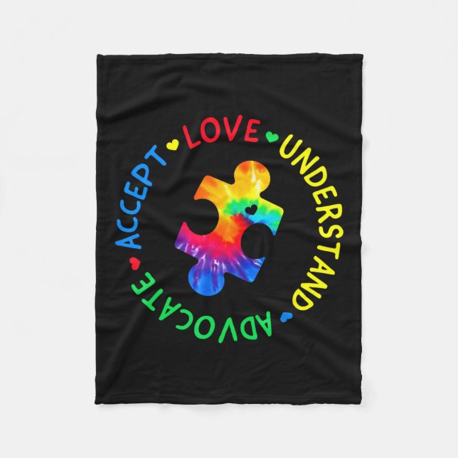 Autism Awareness Accepterar Adapt Advocate Autism  Fleecefilt (Framsidan)