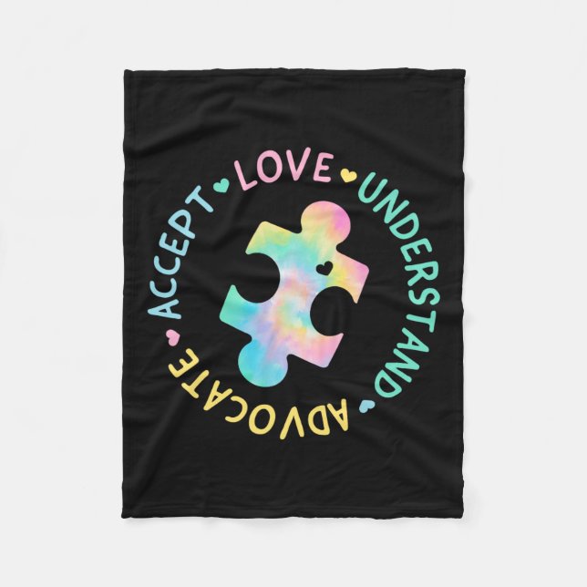 Autism Awareness Accepterar Adapt Advocate Autism  Fleecefilt (Framsidan)