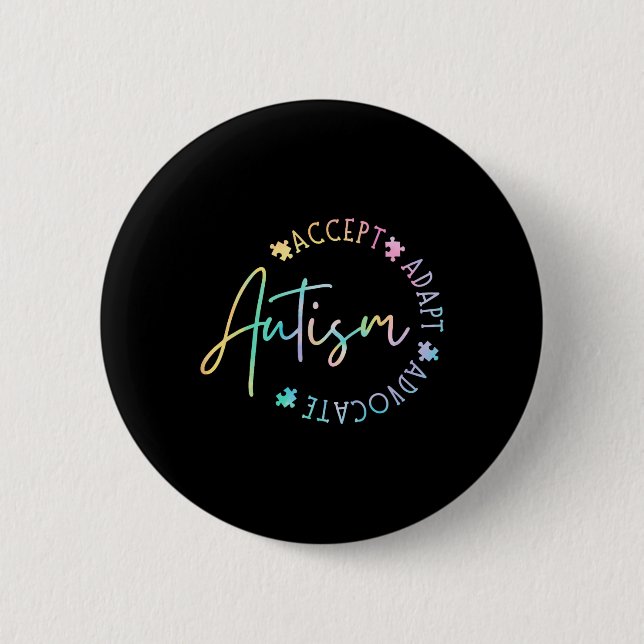 Autism Awareness Accepterar Adapt Advocate Autism  Knapp (Framsida)
