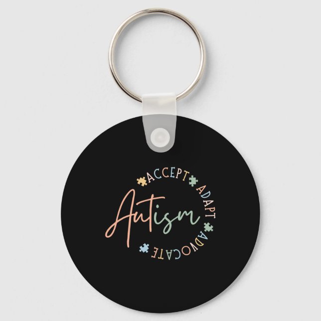 Autism Awareness Accepterar Adapt Advocate Autism  Nyckelring (Framsida)