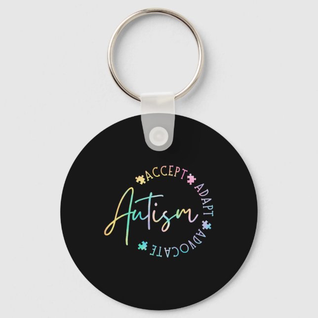 Autism Awareness Accepterar Adapt Advocate Autism  Nyckelring (Framsida)