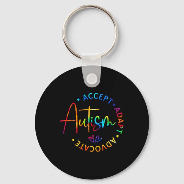 Autism Awareness Accepterar Adapt Advocate Autism  Nyckelring (Framsida)