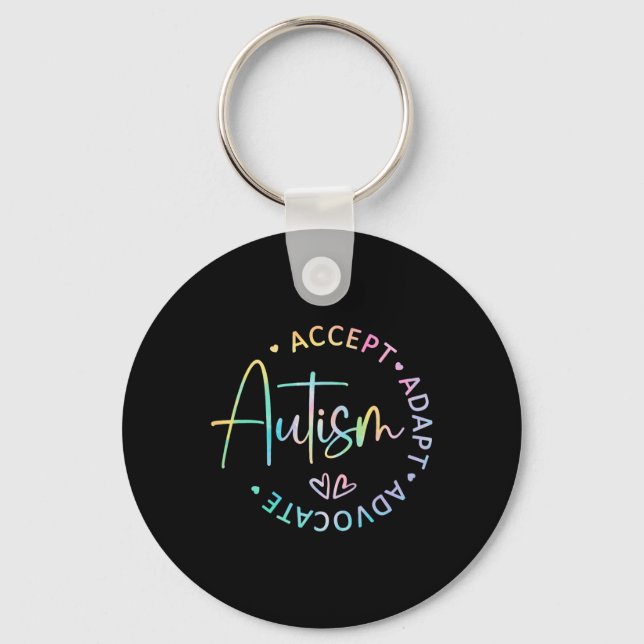Autism Awareness Accepterar Adapt Advocate Autism  Nyckelring (Framsida)