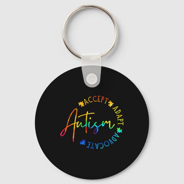 Autism Awareness Accepterar Adapt Advocate Autism  Nyckelring (Framsida)