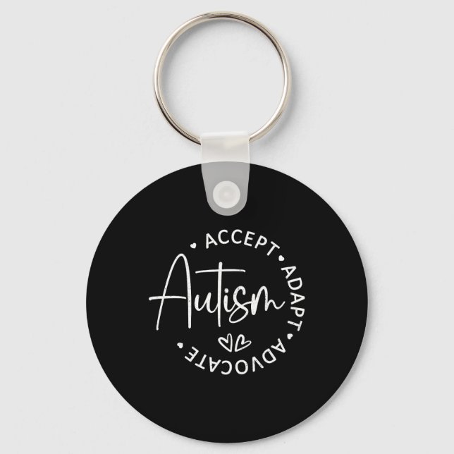 Autism Awareness Accepterar Adapt Advocate Autism  Nyckelring (Framsida)