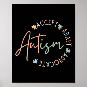 Autism Awareness Accepterar Adapt Advocate Autism  Poster