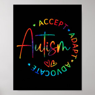 Autism Awareness Accepterar Adapt Advocate Autism Poster