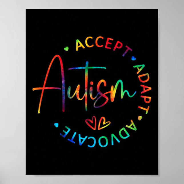 Autism Awareness Accepterar Adapt Advocate Autism  Poster (Framsidan)