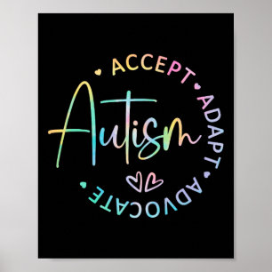 Autism Awareness Accepterar Adapt Advocate Autism Poster