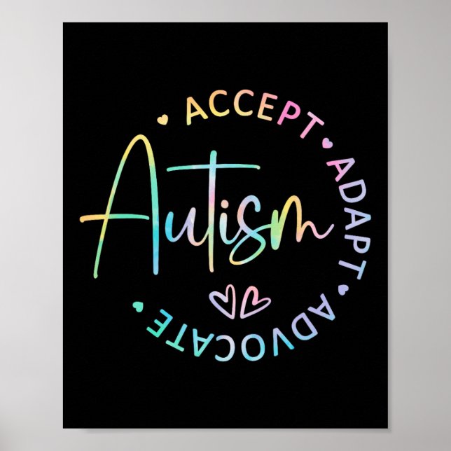 Autism Awareness Accepterar Adapt Advocate Autism  Poster (Framsidan)