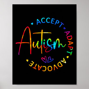 Autism Awareness Accepterar Adapt Advocate Autism Poster