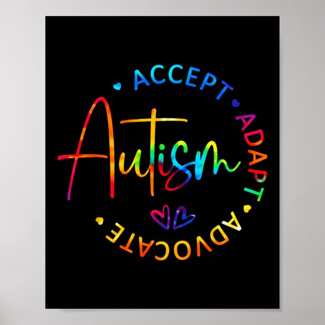 Autism Awareness Accepterar Adapt Advocate Autism  Poster (Framsidan)