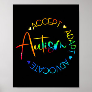 Autism Awareness Accepterar Adapt Advocate Autism Poster