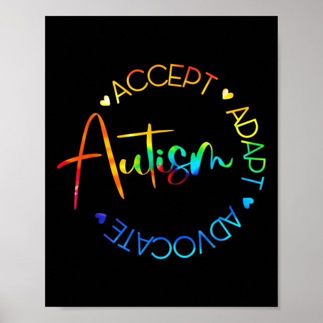 Autism Awareness Accepterar Adapt Advocate Autism  Poster (Framsidan)