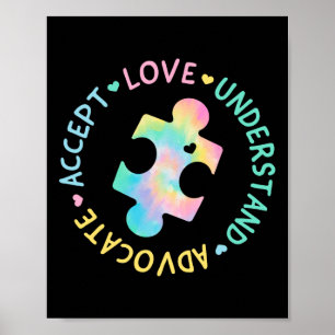 Autism Awareness Accepterar Adapt Advocate Autism Poster