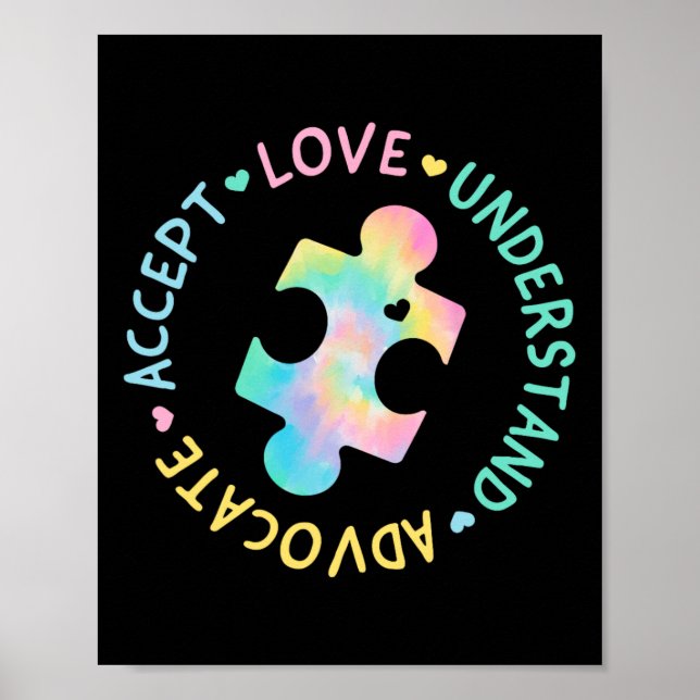 Autism Awareness Accepterar Adapt Advocate Autism  Poster (Framsidan)