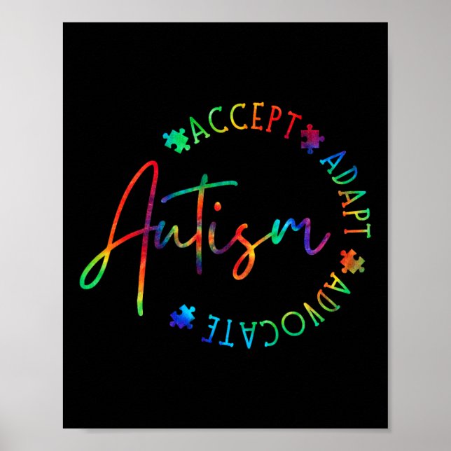 Autism Awareness Accepterar Adapt Advocate Autism  Poster (Framsidan)