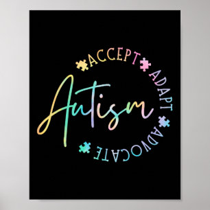 Autism Awareness Accepterar Adapt Advocate Autism Poster