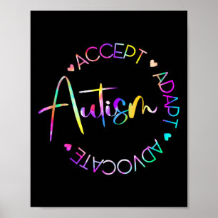 Autism Awareness Accepterar Adapt Advocate Autism Poster