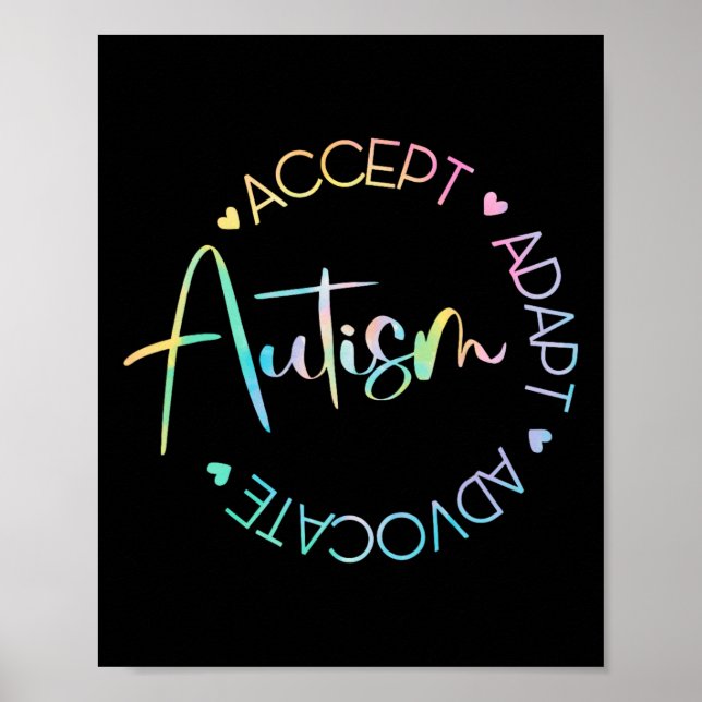 Autism Awareness Accepterar Adapt Advocate Autism  Poster (Framsidan)